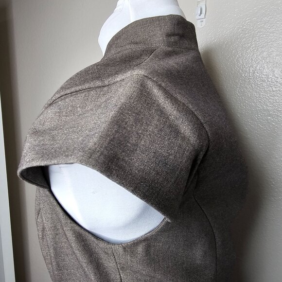 Calvin Klein M Grey Sheath Dress Wrap Cap Sleeve Career Office Professional - Picture 3 of 6